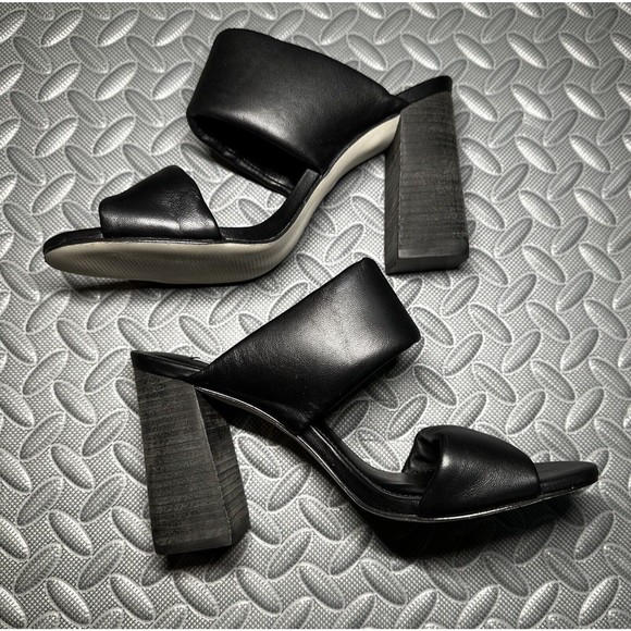 Steve Madden Teriann Black Women’s Leather Square open toe 4" heel sandal 8.5 M - Picture 3 of 10